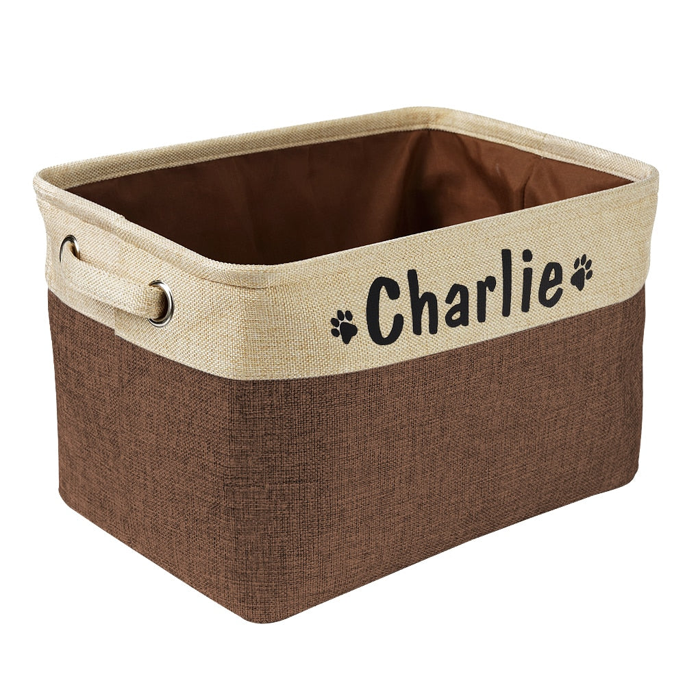 Personalisierter Aufbewahrungskorb für Hundespielzeug aus Nylon-Canvas