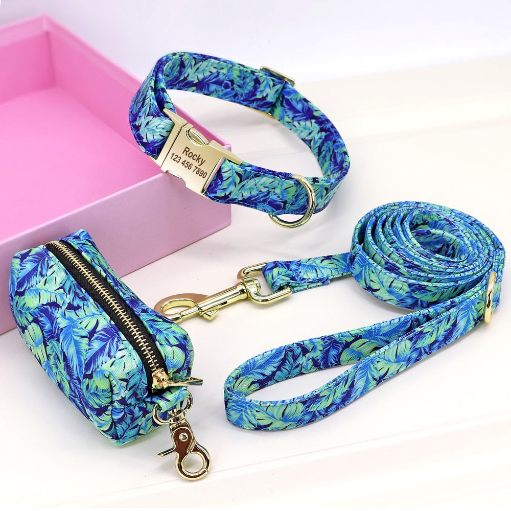 Personalisiertes Halsband Gravur Leine Name Telefonnummer Beuteltasche