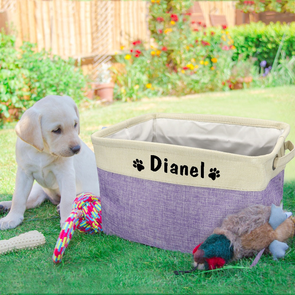 Personalisierter Aufbewahrungskorb für Hundespielzeug aus Nylon-Canvas