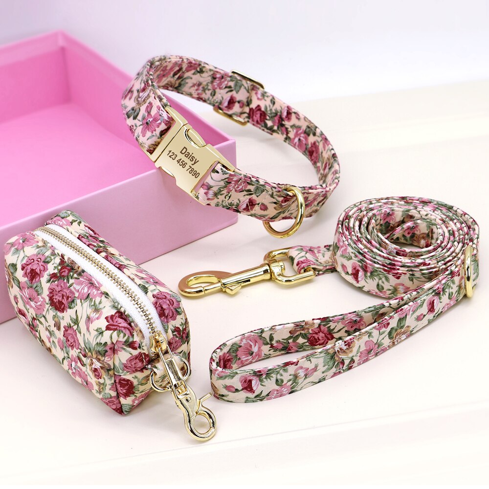 Personalisiertes Halsband Gravur Leine Name Telefonnummer Beuteltasche