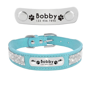 Strass Leder Halsband personalisiert