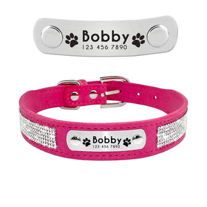 Strass Leder Halsband personalisiert