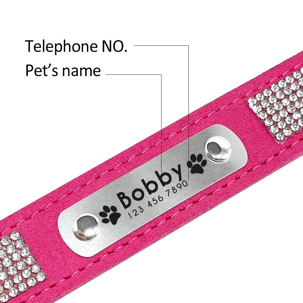 Strass Leder Halsband personalisiert