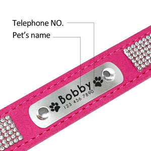 Strass Leder Halsband personalisiert