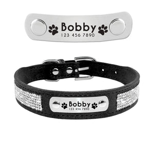 Strass Leder Halsband personalisiert
