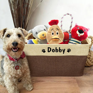 Personalisierter Aufbewahrungskorb für Hundespielzeug aus Nylon-Canvas