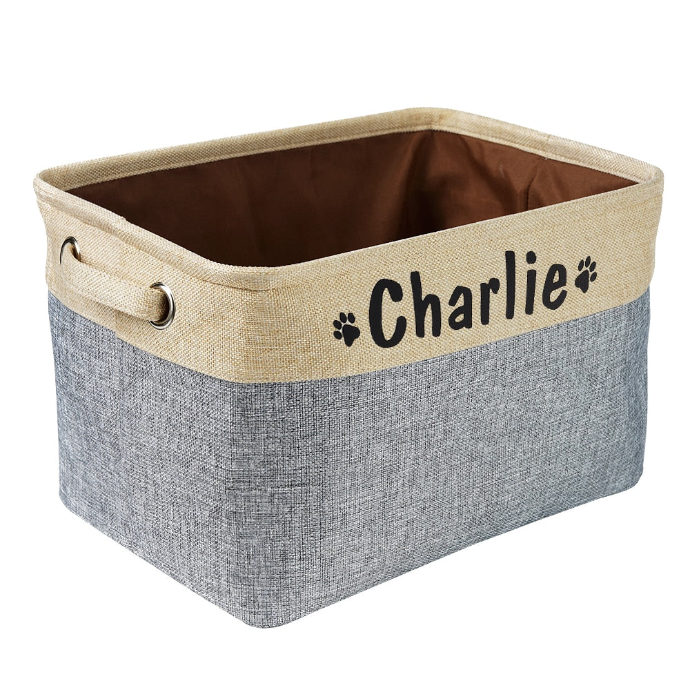 Personalisierter Aufbewahrungskorb für Hundespielzeug aus Nylon-Canvas