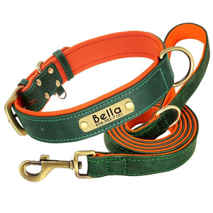 Set Lederhalsband und Leinenset personalisiert