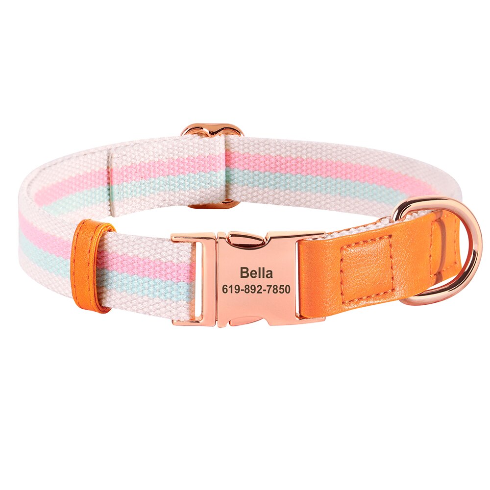 Hunde Halsband rosegold Schnalle persönliche Gravur gewebtes Nylon