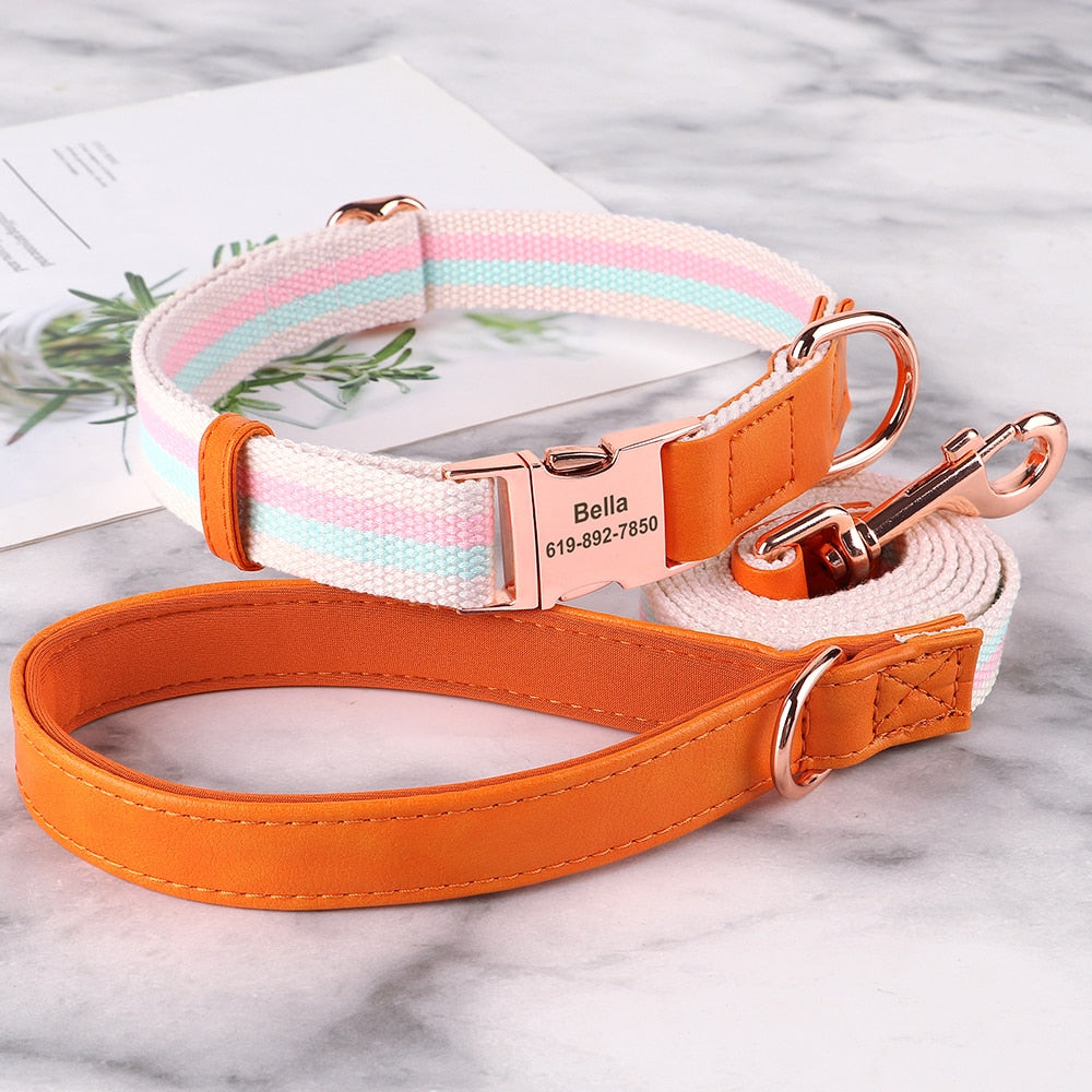 Hunde Halsband rosegold Schnalle persönliche Gravur gewebtes Nylon