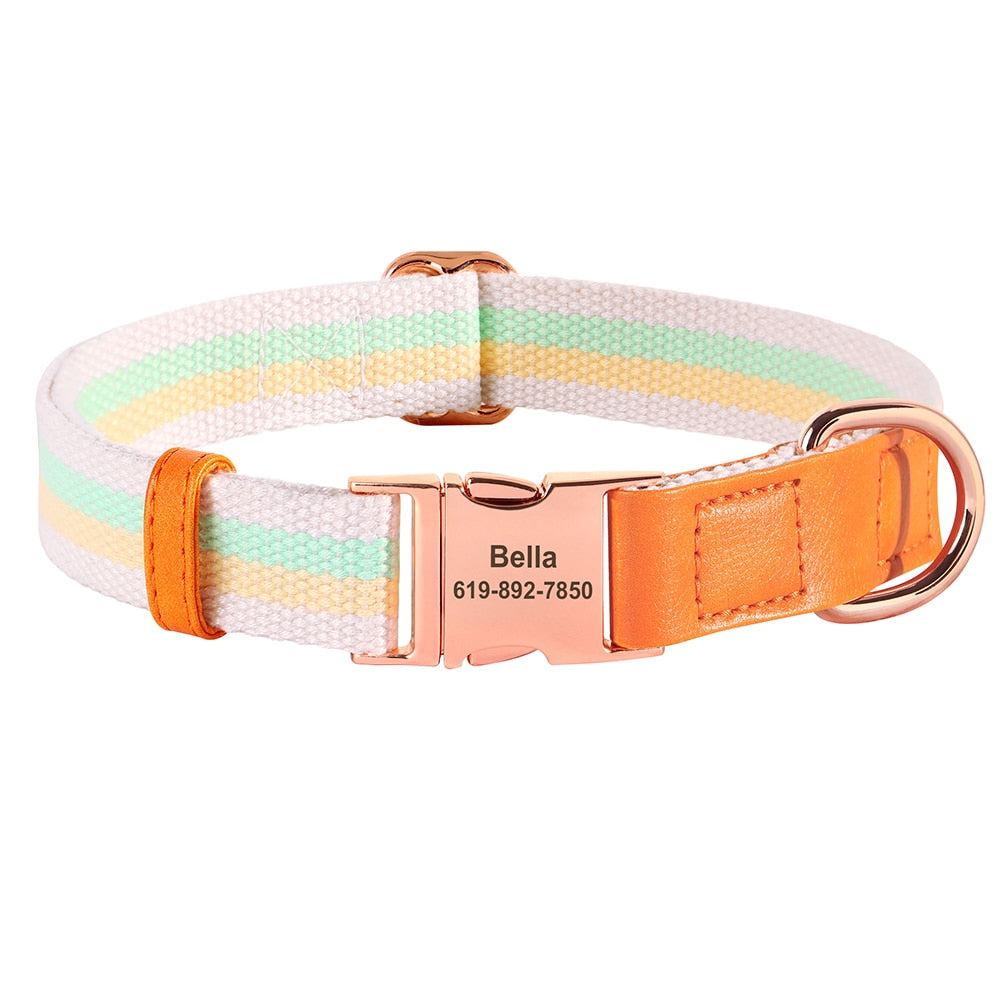 Hunde Halsband rosegold Schnalle persönliche Gravur gewebtes Nylon
