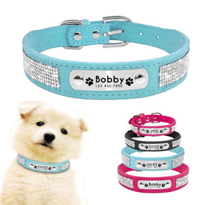 Strass Leder Halsband personalisiert