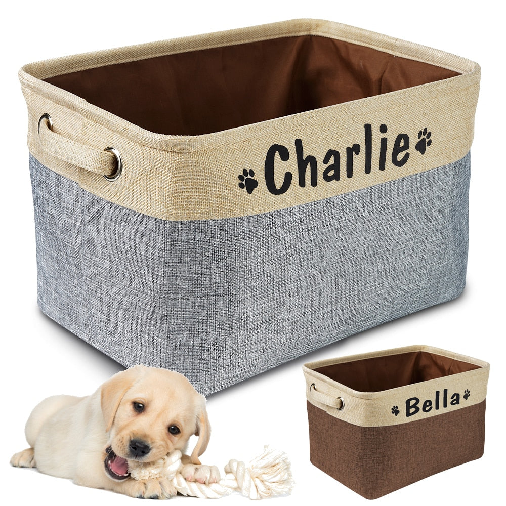 Personalisierter Aufbewahrungskorb für Hundespielzeug aus Nylon-Canvas