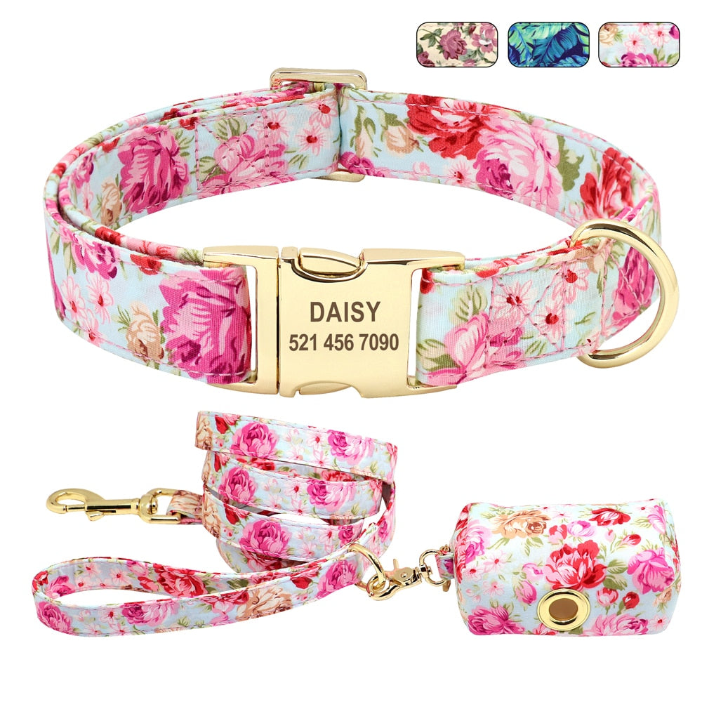 Personalisiertes Halsband Gravur Leine Name Telefonnummer Beuteltasche