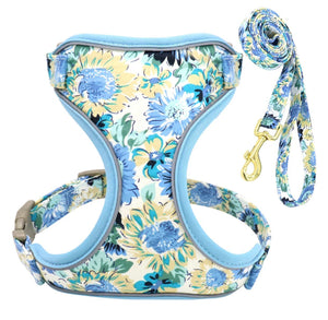 Set Hundegeschirr Brustgurt Blumen Design