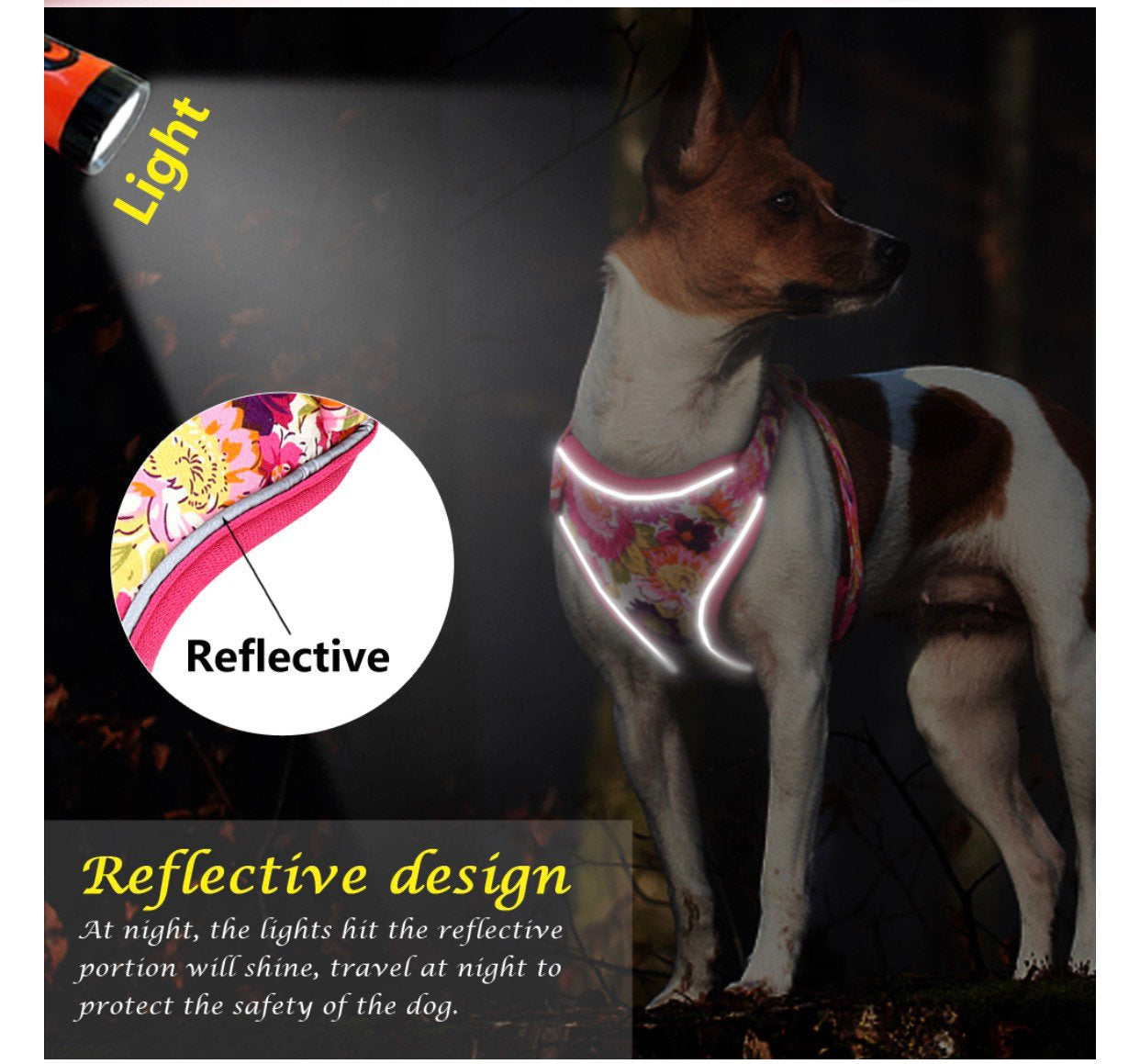 Set Hundegeschirr Brustgurt Blumen Design