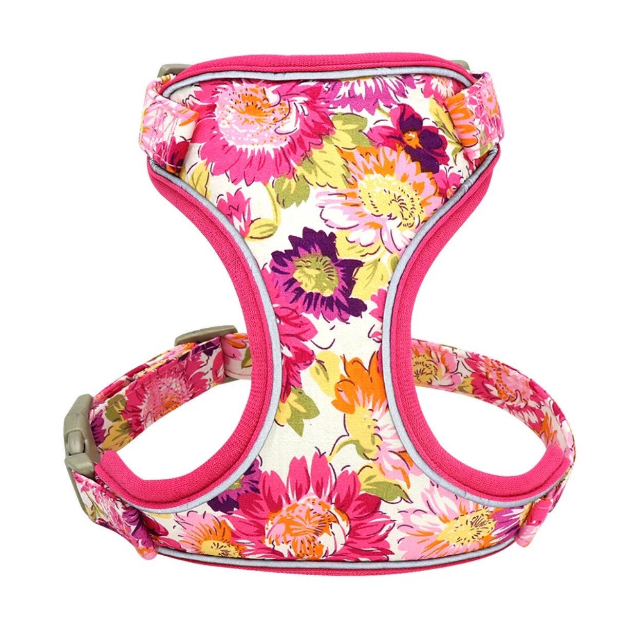 Set Hundegeschirr Brustgurt Blumen Design