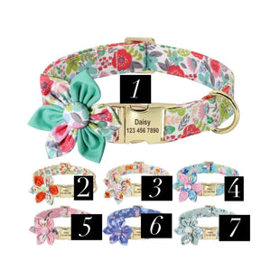 Hundehalsband mit Blume goldene Metallschließe