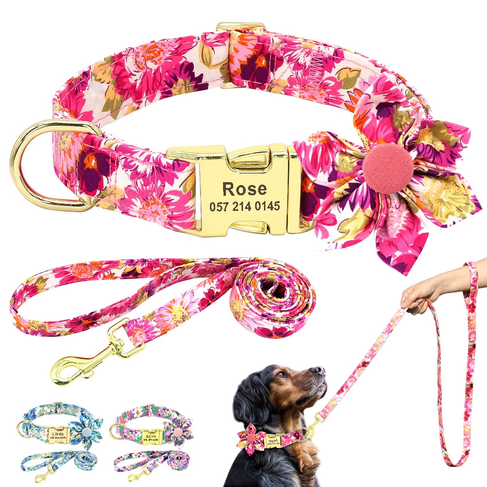 personalisiertes Nylon Hundehalsband Leinen Set
